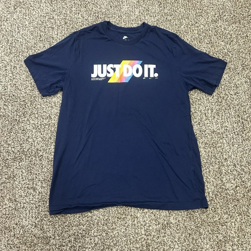 Nike T Shirt Men's Large Blue Graphic Just Do It